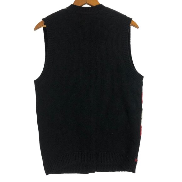 Vintage Alfred Dunner Womens Knit Vest Sz Medium Argyle Button Down Red Blue USA - Picture 6 of 7